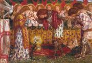 Dante Gabriel Rossetti How Sir Galahad,Sir Bors and Sir Percival were Fed with the Sanc Grael But Sir Percival's Sister Died by the Way (mk28) oil painting